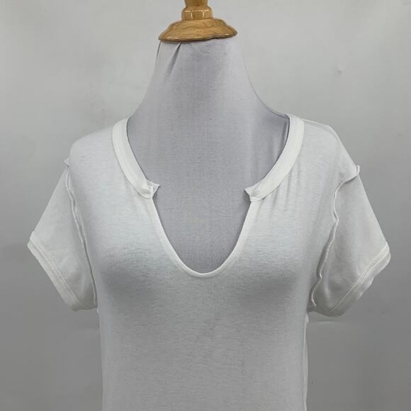 Ces Femme T Shirt Women M Medium Ivory Karley Notch Neck Fitted Short Sleeve Tee - Picture 3 of 12